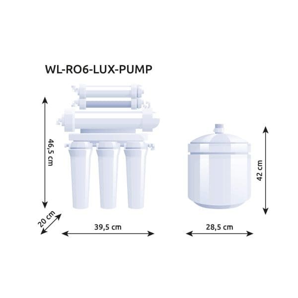 Atvirkštinio osmoso sistema WaterLovers RO6 Pro 100 GPD su siurbliu ir manometrais - Vaizdas 3