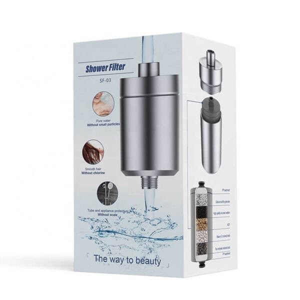 Filterplace shower filter, pure water without small particles, smooth hair without chlorine, water filter for bathroom, removes impurities for healthier skin and hair.