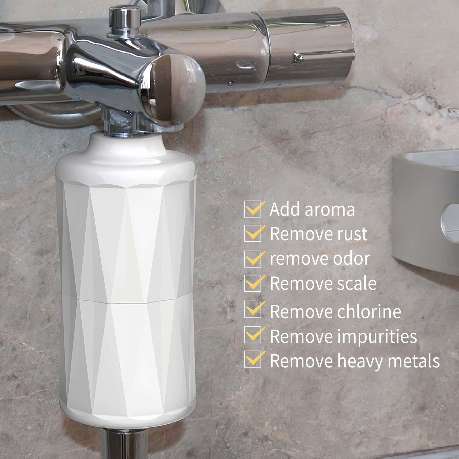 Dušo vandens filtras Diamond su KDF derva ir VC rutuliukais - Vaizdas 5