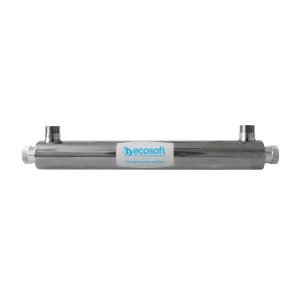 Ultraviolet water sterilizer, stainless steel UV sterilizer for water treatment, EcoSoft brand UV water purifier for clean drinking water, durable UV sterilizer for water purification systems, relevance.