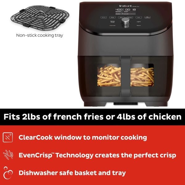 Instant Vortex® Plus nerūdijančio plieno oro gruzdintuvė su ClearCook (5,7L) 6-in-1 - Vaizdas 5