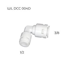 3. Durable white plastic water filter connector with 3/8-inch size, designed for efficient plumbing and filtration systems.