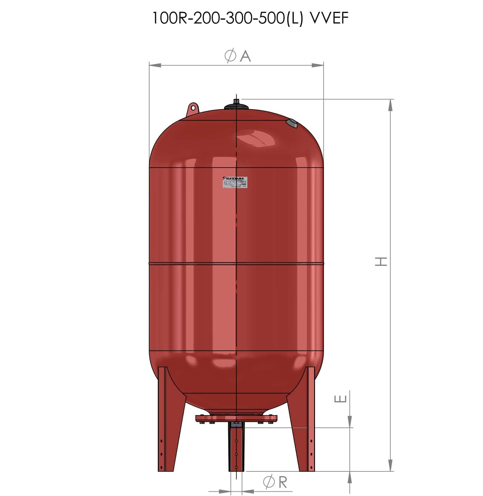 100R-200-300-500(L) VVF industrial air tank for compressed air storage and filtration systems.