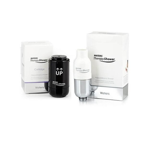 Replacement shower filter cartridges and system for water purification, tested for quality, compatible with Waters Therapy Shower filters.