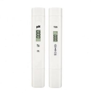 Digital pH and TDS water tester pens for accurate water quality measurement, suitable for home, laboratory, and outdoor use. Compact and easy to use for testing drinking water, aquariums, and hydroponics.