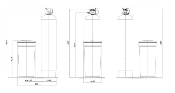 Vandens minkštinimo komplektas (14x65) 1" CLACK CI vožtuvas - 100 Litrų : UŽPILDAS - ECOMIX C - Vaizdas 2